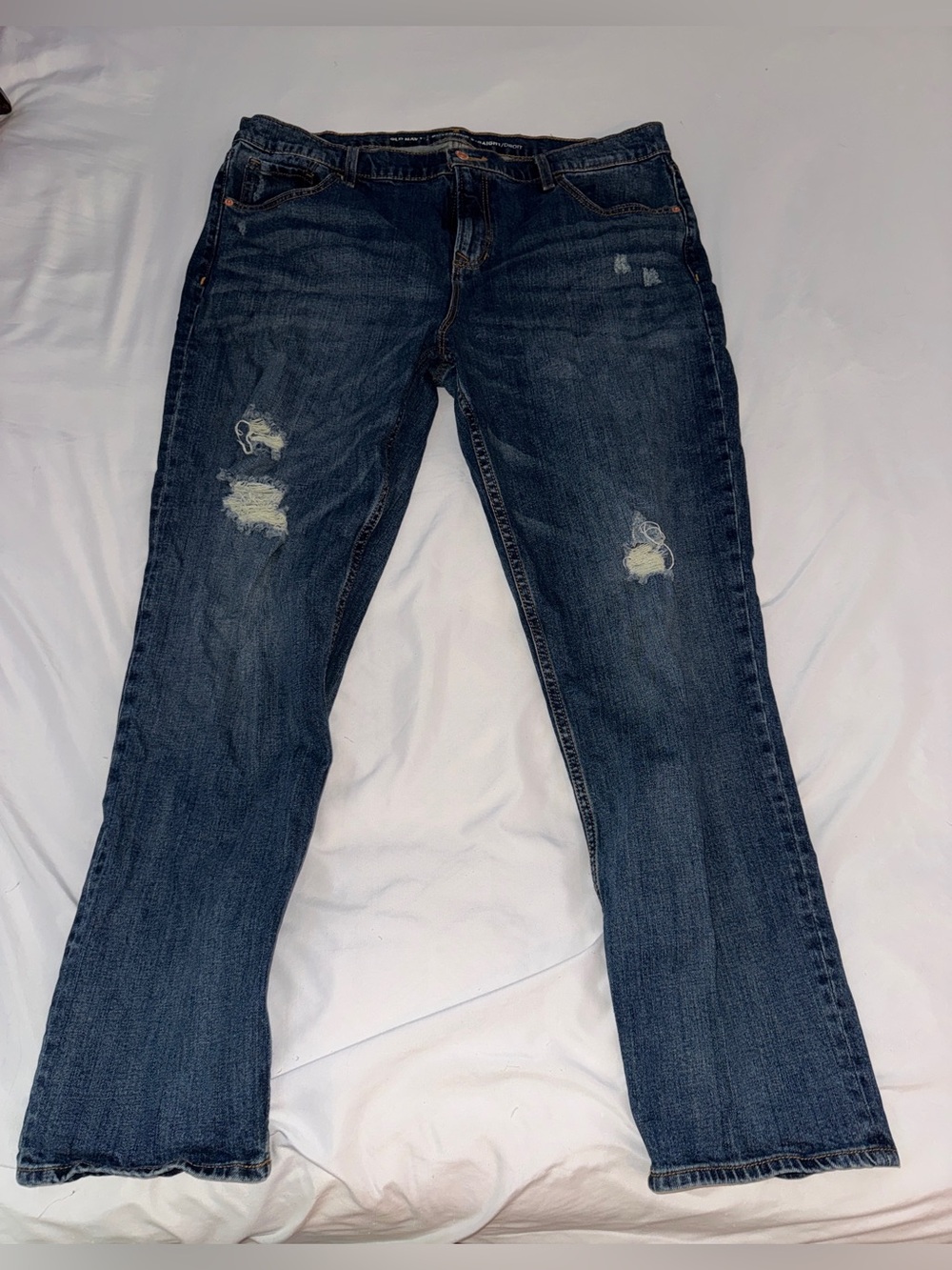 Old Navy Distressed Boyfriend Straight Leg Jeans Size 16 Tall Blue Denim